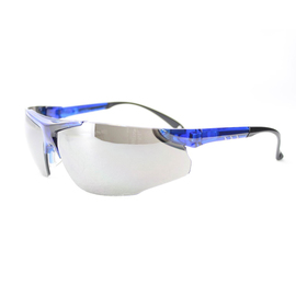 Radnor Elite Series Safety Glasses With Blue Frame And Silver Mirror Lens