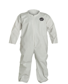 Radnor Large White Pro-1 Perforated High-Density Polyethylene Disposable Coveralls With Front Zipper Closure