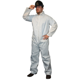 Radnor Large White Spunbond Polypropylene Disposable Coveralls With Front Zipper Closure