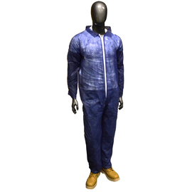 Radnor Large Blue Spunbond Polypropylene Disposable Coveralls With Front Zipper Closure