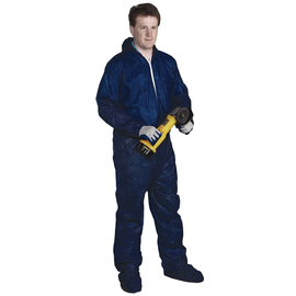 Radnor Large Blue Spunbond Polypropylene Disposable Coveralls With Front Zipper Closure And Attached Hood And Boots
