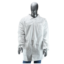 Radnor 2X White Spunbond Polypropylene Disposable Labcoat With Snap Front Closure