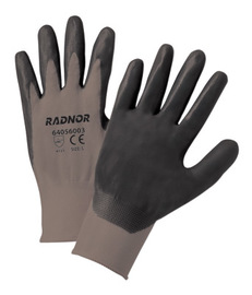 Radnor Medium Black Foam Nitrile Palm Coated Gloves With 13 Gauge Gray Seamless Nylon Liner