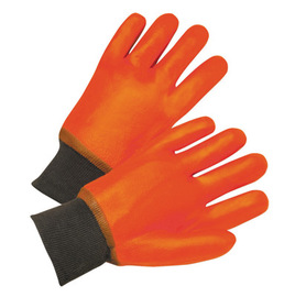 Radnor Large Orange PVC Jersey Lined Cold Weather Gloves With Knit Wrist