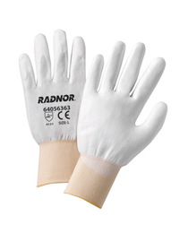 Radnor Large White Economy Polyurethane Palm Coated Gloves With Seamless 13 Gauge Nylon Knit Liner