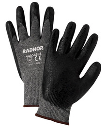 Radnor Medium Black Premium Foam Nitrile Palm Coated Work Glove With 15 Gauge Seamless Nylon Liner And Knit Wrist