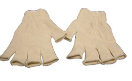 Radnor Ladies Natural 7 Cut Standard Weight Polyester/Cotton Fingerless String Gloves With Knit Wrist