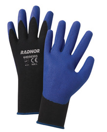 Radnor 2X 15 Gauge Black Air Infused PVC Palm Coated Gloves WIth Blue Seamless Nylon Knit Liner