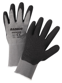 Radnor Large Gray Latex Palm Coated Gloves WIth 13 Gauge Seamless Nylon Knit Liner