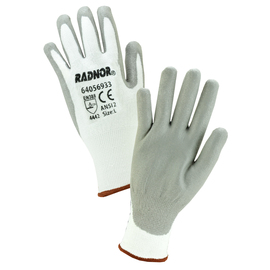 Radnor X-Large White 13 Gauge HPPE ( High Performance Polyethylene ), Gray Polyurethane Coated Cut Resistant Glove With Knit Wrist