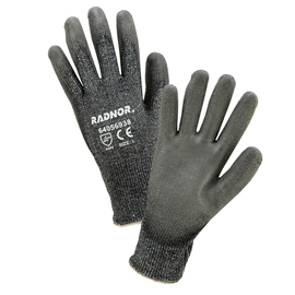 Radnor Medium Gray 13 Gauge HPPE ( High Performance Polyethylene ), Polyurethane, Glass And Nylon Palm Coated Cut Resistant Gloves With Knit Wrist And Polyurethane Coating