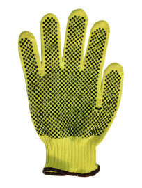 Radnor Small Yellow Medium Weight DuPontª Kevlar Brand Fiber Seamless Knit Cut Resistant Gloves With Knit Wrist And PVC Dot Coating On Both Sides