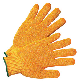 Radnor Small Orange Medium Weight Acrylic/Polyester Ambidextrous String Gloves With Double Sided PVC Crisscross Honeycomb Pattern Coating
