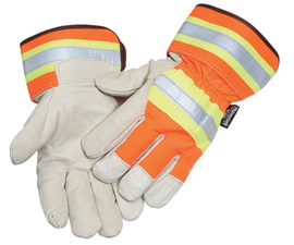 Radnor X-Large Orange And Gray Pigskin And Polyester Thinsulate Lined Cold Weather Gloves With Wing Thumb And Safety Cuffs