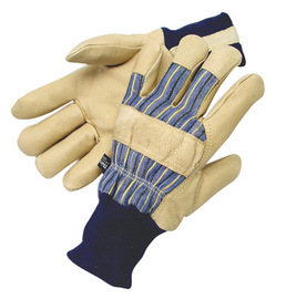 Radnor Large Tan Pigskin Thinsulate Lined Cold Weather Gloves With Knit Wrist And Knuckle Strap
