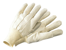 Radnor Men's White 10 Ounce 100% Cotton Canvas Gloves With Knitwrist