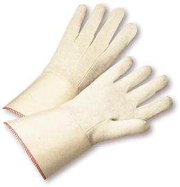 Radnor Men's White 12 Ounce 100% Cotton Canvas Gloves With Gauntlet Cuff