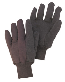 Radnor Large Brown 10 Ounce Cotton/Polyester Blend Jersey Gloves With Knitwrist And PVC Dotted Palm, Thumb And Index Finger