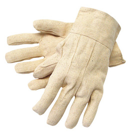 Radnor Men's White 8 Ounce Cotton/Polyester Blend Cotton Canvas Gloves With Band Top Cuff