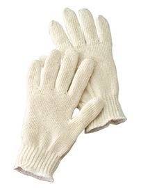 Radnor Large Natural Light Weight Polyester/Cotton Seamless String Gloves With Knit Wrist