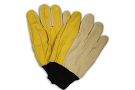 Radnor Medium Weight White And Gold 100% Cotton Gold Chore Palm And Canvas Back Uncoated Work Gloves With Standard Liner And Knit Wrist