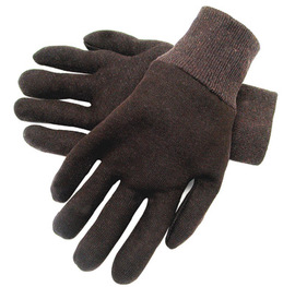 Radnor Men's Brown 9 Ounce Reversible Cotton/Polyester Blend Jersey Gloves With Knitwrist