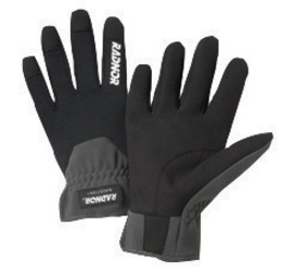 Radnor Medium Black And Gray Full Finger Synthetic Leather And Spandex Slip-On Mechanics Gloves With Slip-On Cuff And Spandex Back