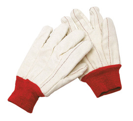 Radnor X-Large White 18 Ounce Nap-In Cotton/Polyester Blend Cotton Canvas Gloves With Red Knitwrist, Double Palm And Standard Lining