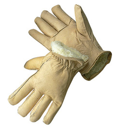 Radnor X-Large Tan Leather Thinsulate Lined Cold Weather Gloves With Keystone Thumb, Safety Cuffs, Color Coded Hem And Shirred Elastic Wrist