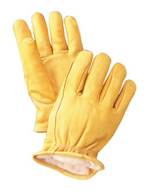 Radnor X-Large Yellow Deerskin Thinsulate Lined Cold Weather Gloves With Keystone Thumb, Slip On Cuffs, Double Stitched Hem And Shirred Elastic Wrist