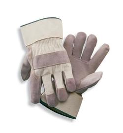 Radnor Small Side Split Leather Palm Gloves With Safety Cuff, Duck Canvas Back And Reinforced Knuckle Strap, Pull Tab, Index Finger And Fingertips