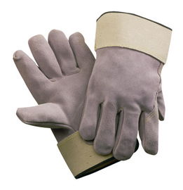 Radnor Large Side Split Leather Palm Gloves With Safety Cuff, Full Leather Back And Wing Thumb