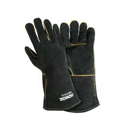 Radnor Large Black 14" Select Shoulder Split Cowhide Cotton Sock Lined Welders Gloves With Wing Thumb