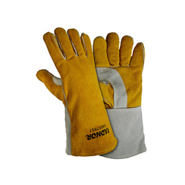 Radnor Large Bourbon Brown 14" Premium Side Split Cowhide Cotton/Foam Lined Insulated Welders Gloves With Double Reinforced, Wing Thumb