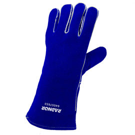 Radnor Ladies Blue 12" Shoulder Split Cowhide Cotton/Foam Lined Insulated Left Hand Welders Glove With Wing Thumb, Welted Fingers And Kevlar Stitching (Carded)