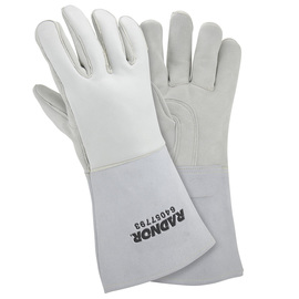 Radnor Small Gray 14" Grain Elkskin Foam Lined Welders Glove With Reinforced Straight Thumb And Stiff Cowhide Cuff (Carded)
