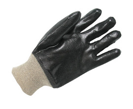 Radnor Large Black Economy PVC Glove Fully Coated With Rough Finish Palm And Knitwrist