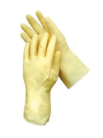 Radnor Small Amber 12" Unlined 18 MIL Textured Palm Natural Latex Glove