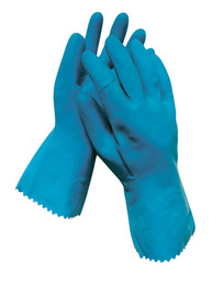 Radnor Medium Blue 12" Unlined 18 MIL Textured Palm Natural Latex Glove