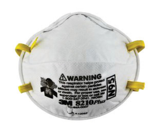 3M™ Standard N95 8210Plus Disposable Particulate Respirator With Braided Headband And Adjustable Nose Clip - Meets NIOSH And OSHA Standards (20 Each Per Box) 1 3M™ Standard N95 8210Plus Disposable Particulate Respirator With Braided Headband And Adjustable Nose Clip - Meets NIOSH And OSHA Standards (20 Each Per Box)