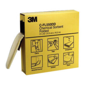 3M™ 5" X 50' Polypropylene Folded Sorbent, Perforated Every 16"