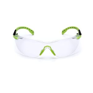 3M™ Solus™ 1000 Series Safety Glasses With Green And Black Polycarbonate Frame And Clear Polycarbonate Scotchgard™ Anti-Fog Lens