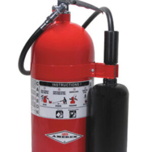 Amerex® 10 Pound Stored Pressure Carbon Dioxide 10-B:C Fire Extinguisher For Class B And C Fires With Chrome Plated Brass Valve, Wall Bracket, Hose And Horn