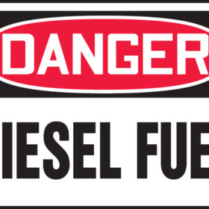 Accuform Signs® 7" X 10" Black, Red And White 0.055" Plastic Chemicals And Hazardous Materials Sign "DANGER DIESEL FUEL" With 3/16" Mounting Hole And Round Corner