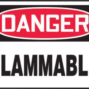 Accuform Signs® 7" X 10" Black, Red And White 0.040" Aluminum Chemicals And Hazardous Materials Sign "DANGER FLAMMABLE" With Round Corner