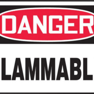 Accuform Signs® 7" X 10" Black, Red And White 0.055" Plastic Chemicals And Hazardous Materials Sign "DANGER FLAMMABLE" With 3/16" Mounting Hole And Round Corner