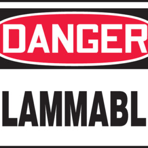 Accuform Signs® 7" X 10" Black, Red And White 4 mils Adhesive Vinyl Chemicals And Hazardous Materials Sign "DANGER FLAMMABLE"