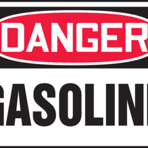Accuform Signs® 7" X 10" Black, Red And White 0.040" Aluminum Chemicals And Hazardous Materials Sign "DANGER GASOLINE" With Round Corner