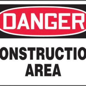 Accuform Signs® 7" X 10" Black, Red And White 0.040" Aluminum Admittance And Exit Construction Access Sign "DANGER CONSTRUCTION AREA KEEP OUT" With Round Corner