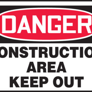 Accuform Signs® 7" X 10" Black, Red And White 0.055" Plastic Admittance And Exit Sign "DANGER CONSTRUCTION AREA KEEP OUT" With 3/16" Mounting Hole And Round Corner